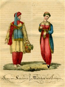 Frau von Santorini Mädchen von Cerigo - Griechenland- Die Ionischen Inseln Nach Den Neuesten Und Beste Quellen Bearbeitet Schweidnitz Świdnica Ca - 1825