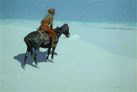 Frederic Remington The Scout Friends or Foes. Free illustration for personal and commercial use.
