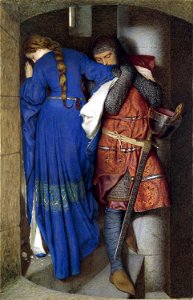 Hellelil and Hildebrand, the Meeting on the Turret Stairs, by Burton 1864. Free illustration for personal and commercial use.