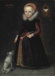 Fresian School Portrait of a Girl Aged 2 1610. Free illustration for personal and commercial use.