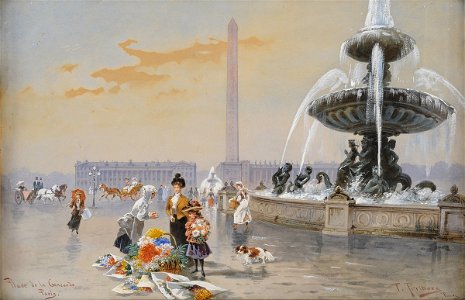 Friedrich Perlberg Place de la Concorde Paris 1900. Free illustration for personal and commercial use.