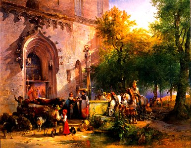 Friedrich Gauermann - At the Monastery Fountain - Google Art Project