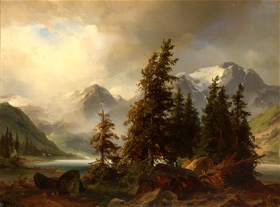 Friedrich Preller d.Ä. - Blick auf eine alpine Landschaft. Free illustration for personal and commercial use.