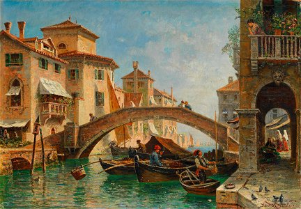 Friedrich Ernst Morgenstern Partie in Venedig. Free illustration for personal and commercial use.