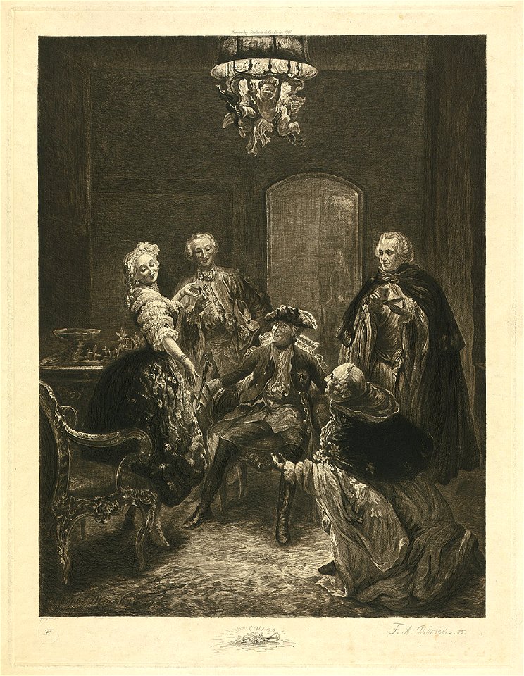 Friedrich II und die Tänzerin Barbarina nach Menzel