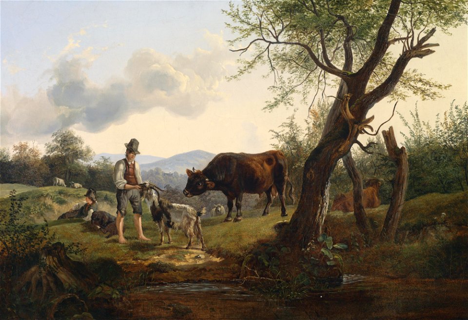 Friedrich Gauermann Hirte mit Ziegenbock