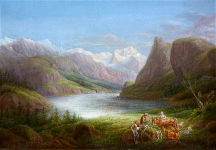 Friedrich Otto Georgi Gebirgssee mit zeichnendem Künstler 1839