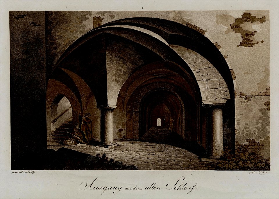 Friedrich Frick, Schloss Marienburg in Preussen, Tafel VI (Detail), Ausgang aus dem alten Schlosse