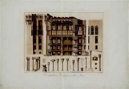 Friedrich Frick, Schloss Marienburg in Preussen, Tafel XVII, Durchschnitt und Verzierungen des mittleren Schlosses