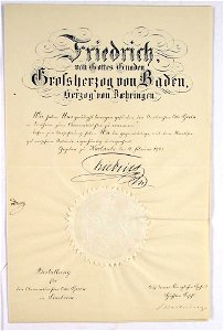Friedrich I von Baden Urkunde 1905