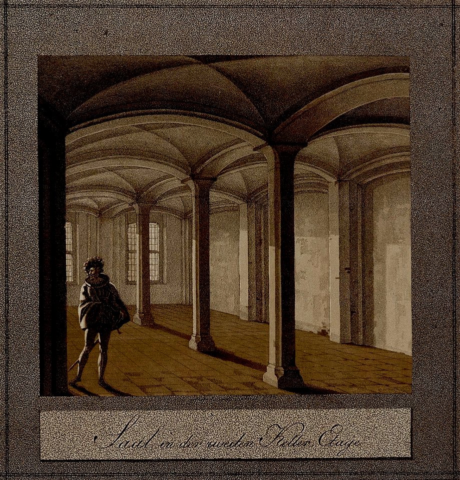 Friedrich Frick, Schloss Marienburg in Preussen, Tafel XIV (Detail), Saal in der zweiten Keller-Etage