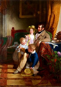 Friedrich von Amerling - Rudolf von Arthaber und seine Kinder Rudolf, Emilie und Gustav - 2245 - Österreichische Galerie Belvedere