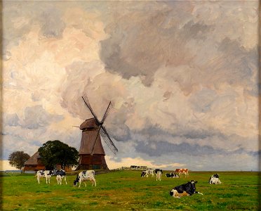 Friedrich Kallmorgen Frühlingslandschaft mit Windmühle 1914