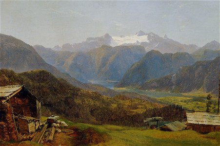 Friedrich Loos - Blick von der Hütteneckalm auf den Hallstätter See und den Dachstein - 5158 - Österreichische Galerie Belvedere