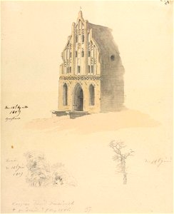 Caspar David Friedrich - Gotisches Backsteingebäude und Baumstudien (1809)
