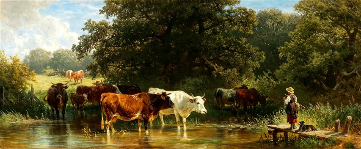 Friedrich Voltz Kühe an der Tränke 1870