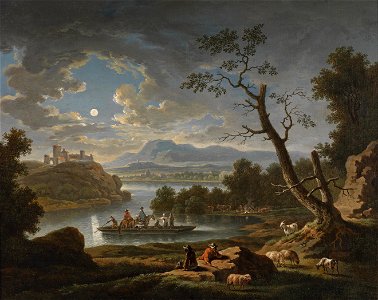 Friedrich Wilhelm Hirt Flusslandschaft im Mondschein