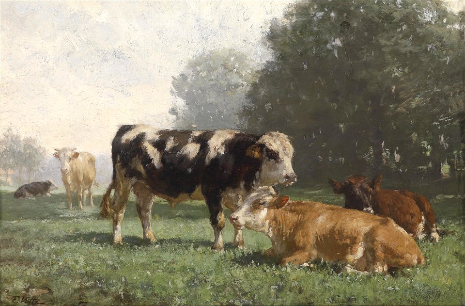 Friedrich Voltz Rastende Kühe auf der Weide