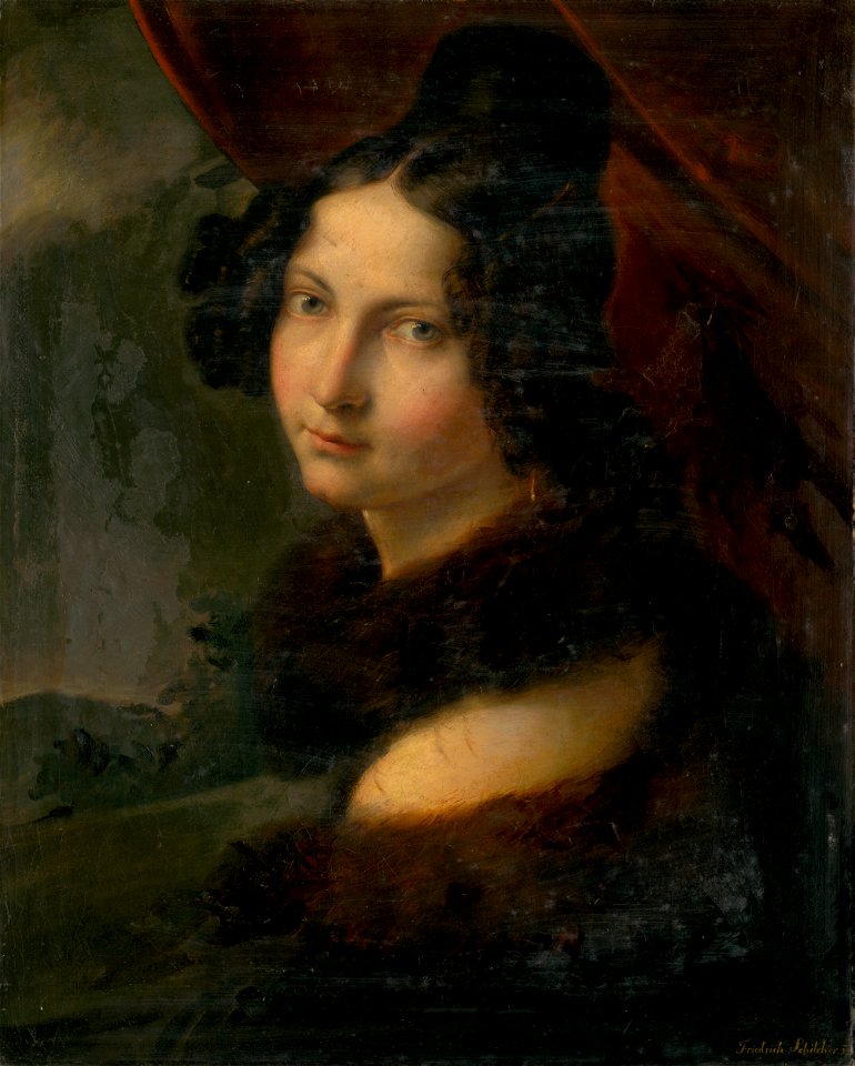 Friedrich Schilcher - Portrait of a Young Lady in a Fur Collar - O 2703 - Slovak National Gallery
