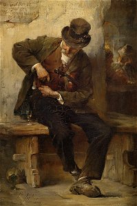 Friedrich von Keller Straßenmusikant vor einem Wirtshaus 1880