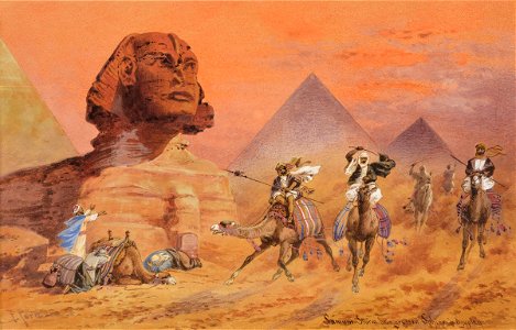 Friedrich Perlberg Samum Sturm beim grossen Sphinx in Egypten. Free illustration for personal and commercial use.