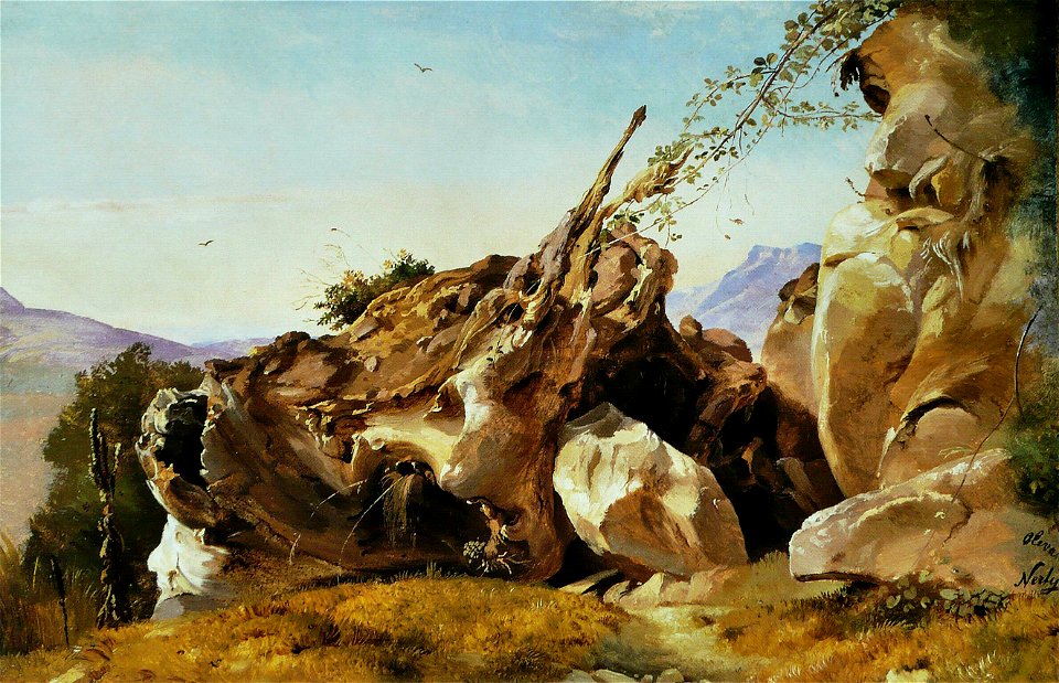 Friedrich Nerly - Rochers et racines à Olevano