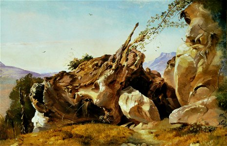 Friedrich Nerly - Rochers et racines à Olevano