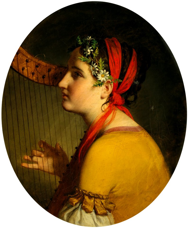 Friedrich von Amerling Bildnis einer Dame mit Harfe