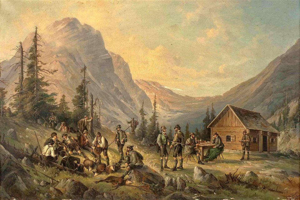 Friedrich Zeller Rast nach der Gemsenjagd 1872