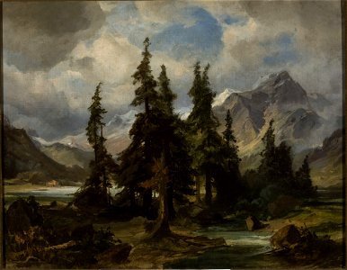 Friedrich Preller - Mountain landscape from Norway - M.Ob.2356 MNW - National Museum in Warsaw. Free illustration for personal and commercial use.