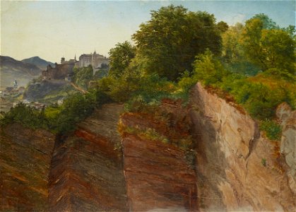 Friedrich Loos - Blick vom Salzburger Mönchsberg auf die Festung Hohensalzburg - 3181 - Österreichische Galerie Belvedere