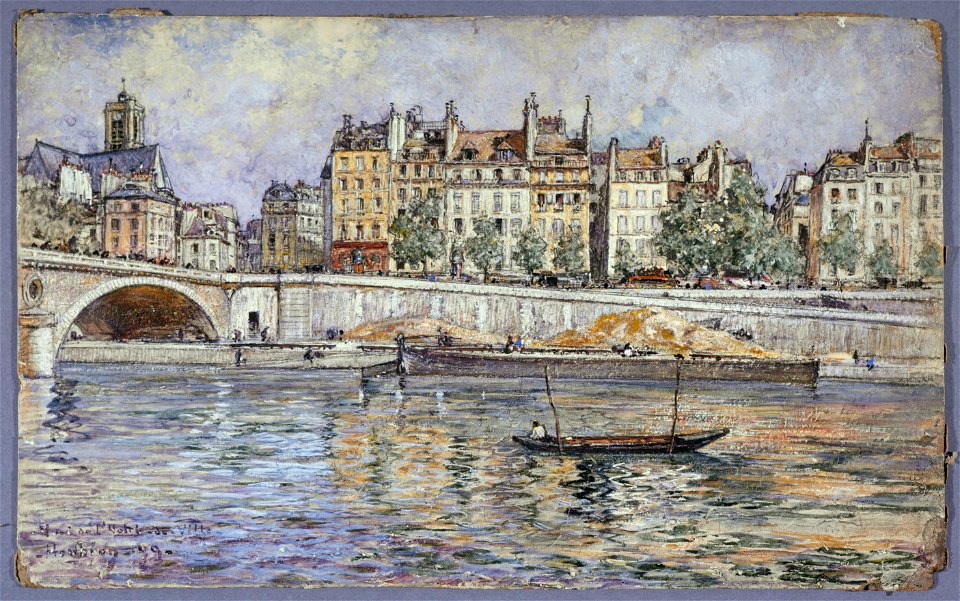Frédéric Houbron - Le quai de l'Hôtel-de-Ville et le pont Louis-Philippe - P161 - Musée Carnavalet
