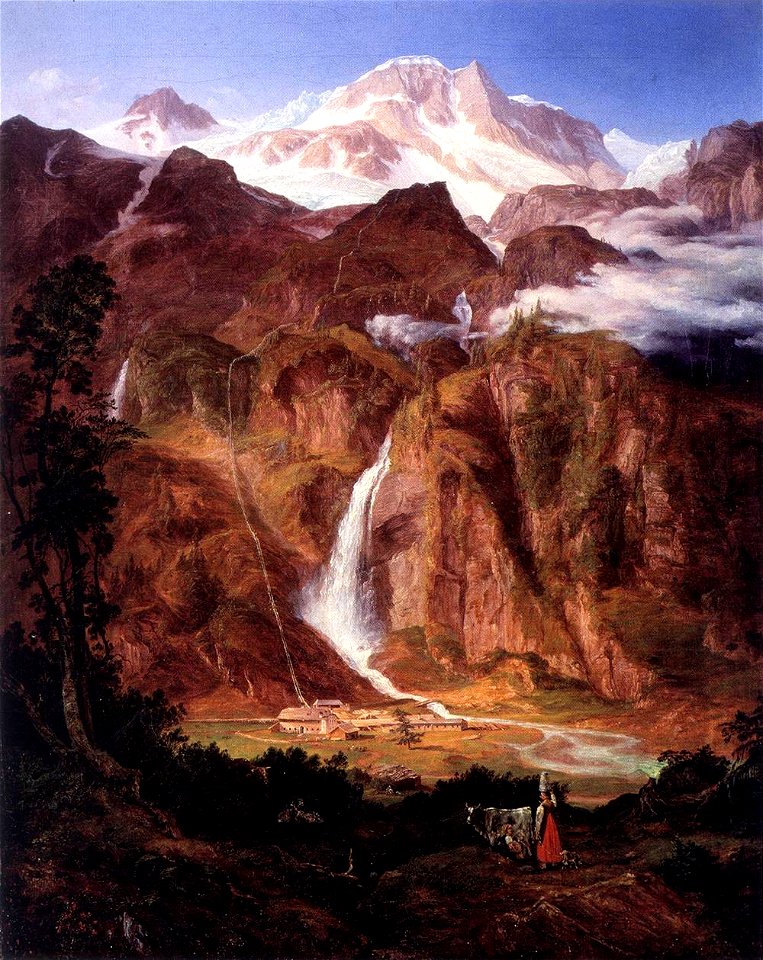 Friedrich Loos - Kolm Saigurn in the Rauris Valley with the Sonnblick - WGA13449