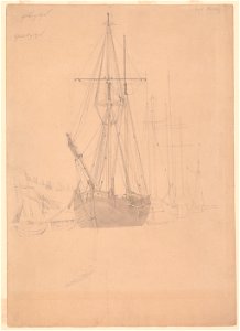 Friedrich - Schonerbrigg im Hafen, um 1815