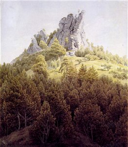 Caspar David Friedrich - Der Heldstein bei Rathen an der Elbe (1828)