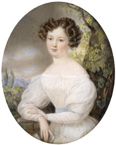 Friedrich Wailand Bildnis einer jungen Frau in weißem Kleid. Free illustration for personal and commercial use.