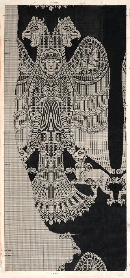 Félix Guichert (French) - Schematic Drawing of Buyid Silk (1962.264) - 1964.441 - Cleveland Museum of Art