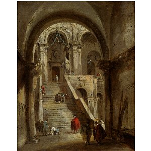 Guardi - VENICE, THE COURTYARD OF THE PALAZZO DUCALE WITH THE SCALA DEI GIGANTI, SEEN THROUGH THE ARCO FOSCARI, lot.85