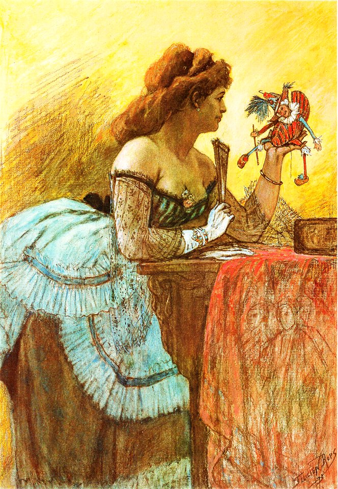 Félicien Rops - La Dame au pantin et à l'éventail