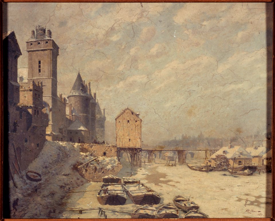Fédor Hoffbauer - La tour de l'Horloge, la Conciergerie et le pont au Change, en 1621 - P438 - Musée Carnavalet