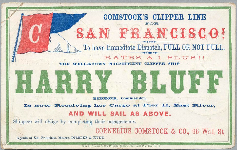 HARRY BLUFF Clipper ship sailing card HN002749aA