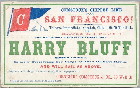 HARRY BLUFF Clipper ship sailing card HN002749aA. Free illustration for personal and commercial use.
