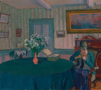 Harold Gilman - Sylvia Darning - Google Art Project. Free illustration for personal and commercial use.