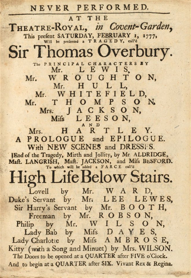 Harvard Theatre Collection - TCS 63 - Covent Garden, 1777