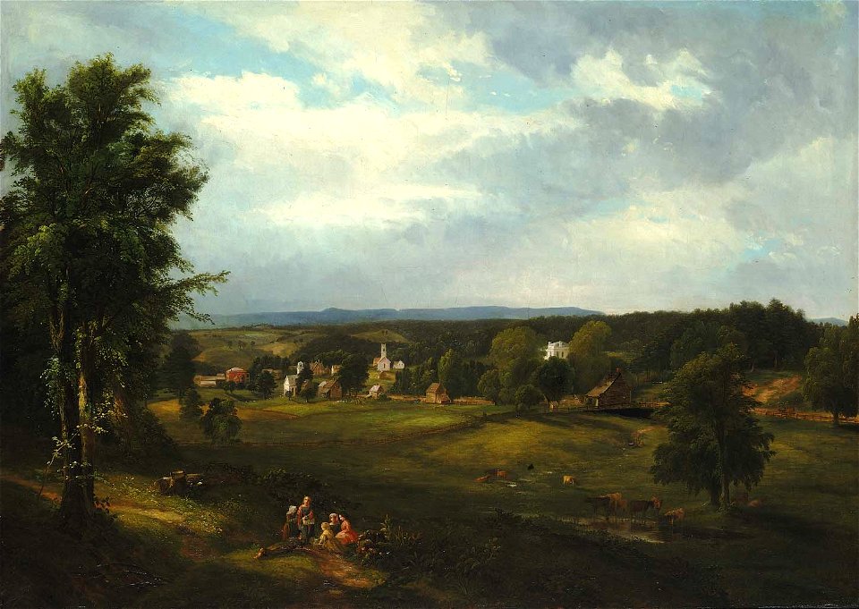 James M. Hart - Village Scene near Albany, New York - 1982.41.2 - Smithsonian American Art Museum