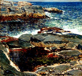 Rocks and Sea, Isles of Shoals by Childe Hassam, 1912. Free illustration for personal and commercial use.