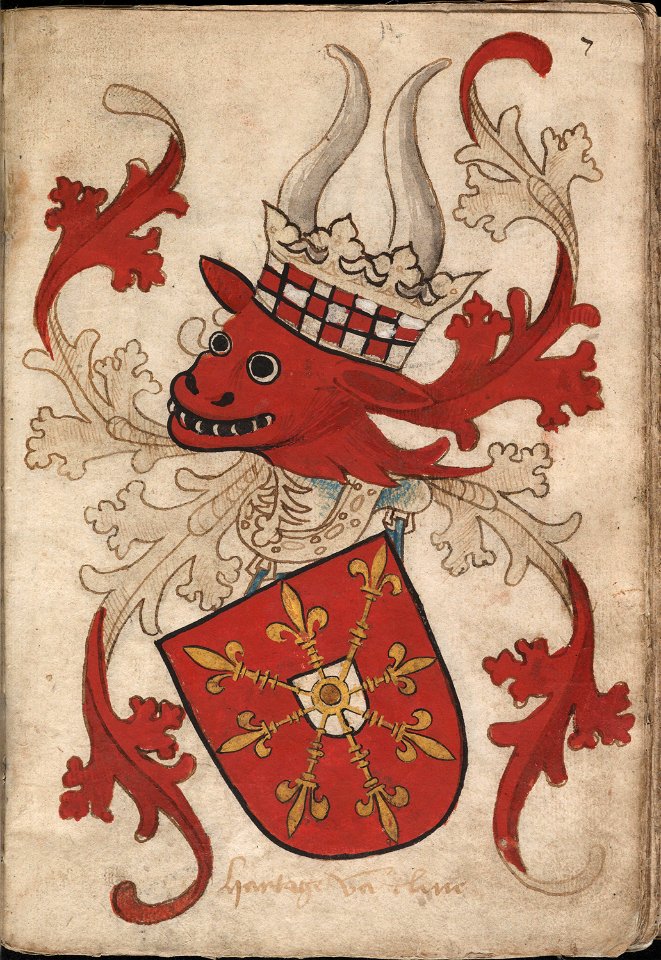 Hartoge van Cleue - Hertog van Kleef - Duke of Cleves - Wapenboek Nassau-Vianden - KB 1900 A 016, folium 07r