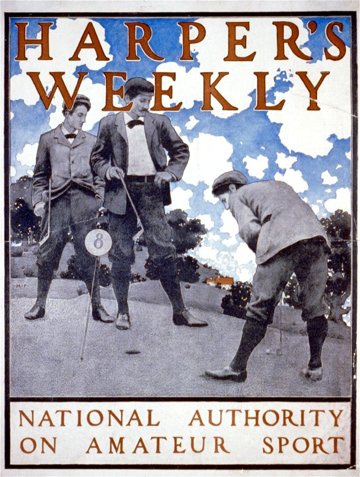 Harper's Weekly. National authority on amateur sport - Maxfield Parrish LCCN2002721194. Free illustration for personal and commercial use.