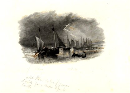 Hastings Beach engraving by William Miller after Birket Foster touched proof 2