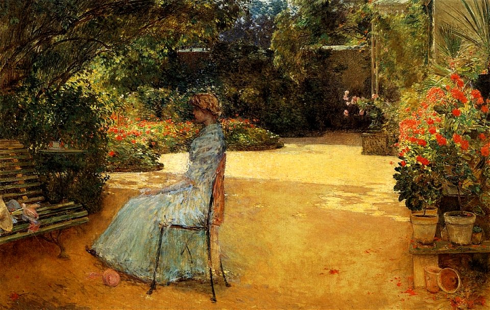 Hassam, Artists wife in a garden
